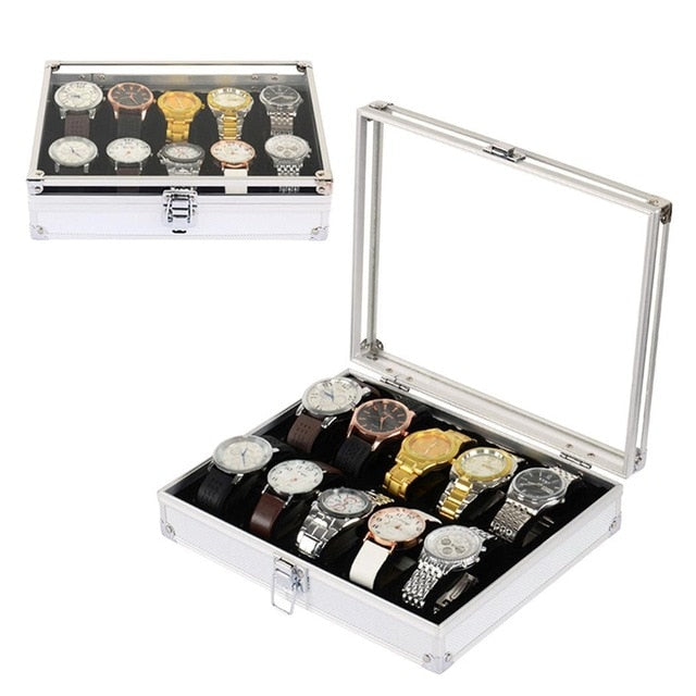 12 Grid Slots Watch Box Metal Storage Box